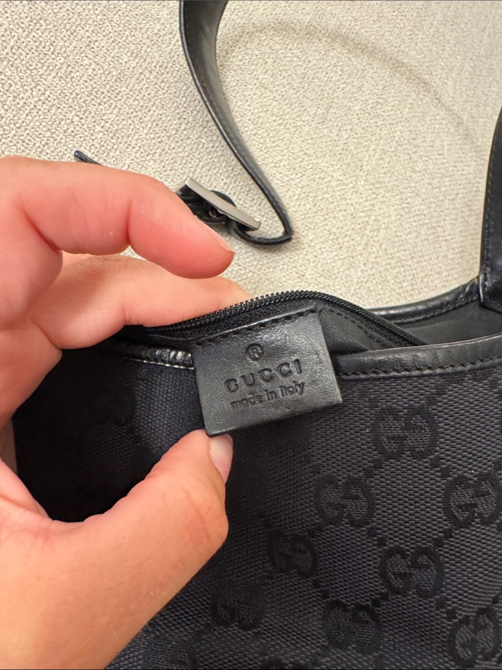 Gucci Jackie Vintage GG Canvas Shoulder Bag Black Y2K Authentic - Picture 12 of 13